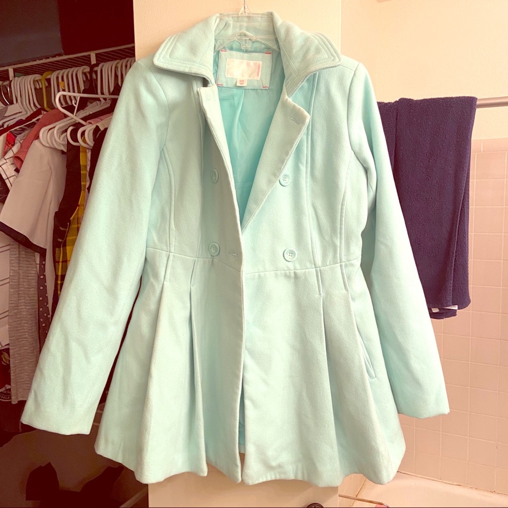 Teal Flared Pea Coat